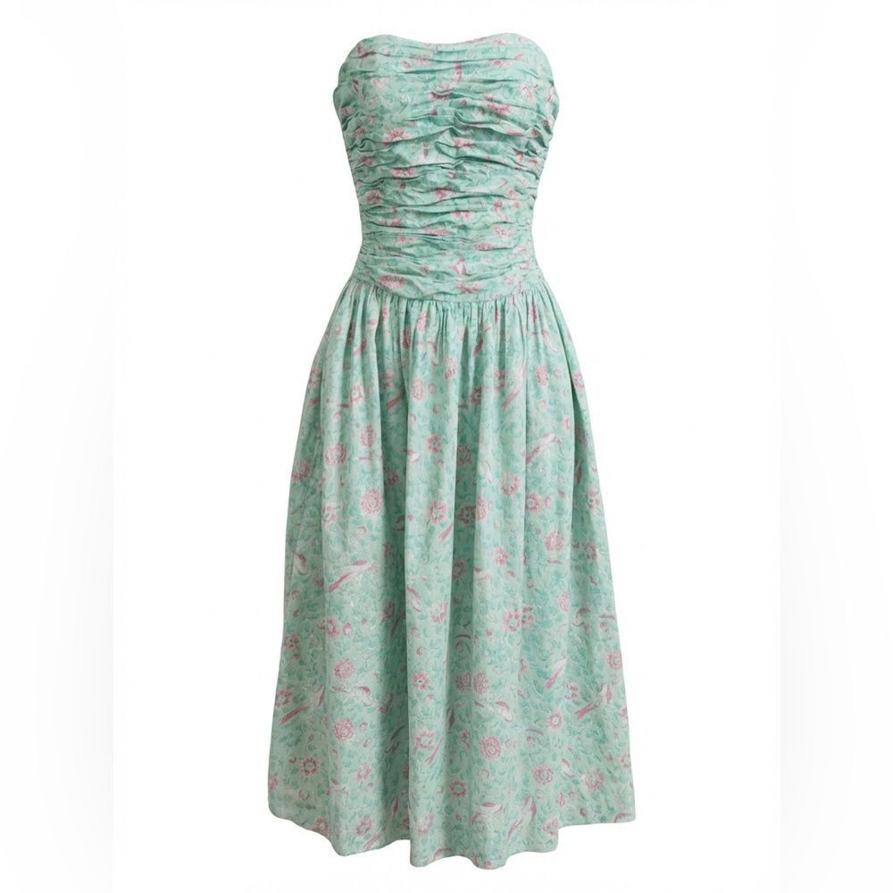 Jane Schaffhausen for Belle France dress size 6 aqua with floral print